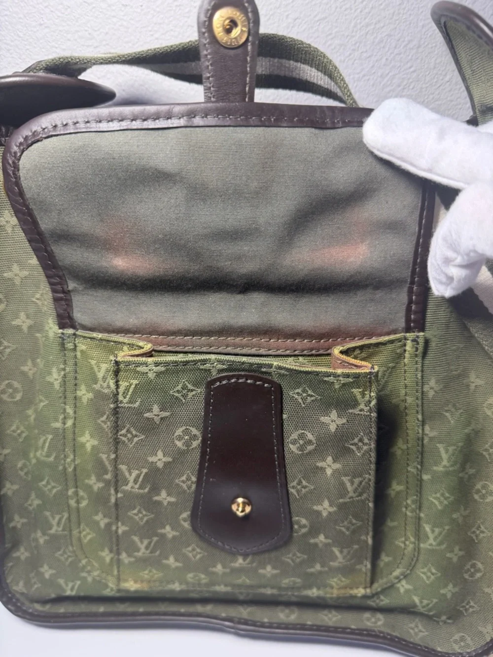 COA included - Louis Vuitton Mini Lin Monogram Shoulder Bag in Olive Green